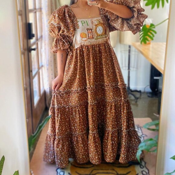 Selina Sanders Dresses & Skirts - Selina Sanders Handmade Repurposed Tea Towel Ruffle Maxi Dress - XL-2X